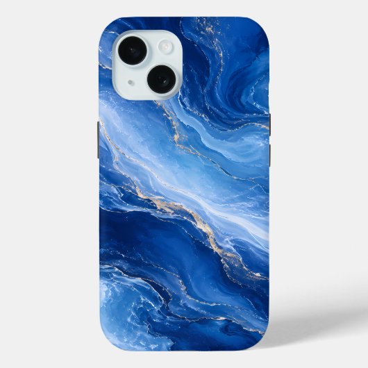 Blaue Marmorwellen Luxus Abstrakt Case-Mate iPhone Hülle (Rückseite)