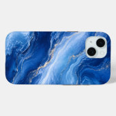 Blaue Marmorwellen Luxus Abstrakt Case-Mate iPhone Hülle (Rückseite (Horizontal))