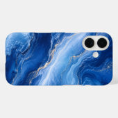 Blaue Marmorwellen Luxus Abstrakt Case-Mate iPhone Hülle (Rückseite (Horizontal))