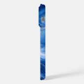 Blaue Marmorwellen Luxus Abstrakt iPhone Hülle (Linke Seite)