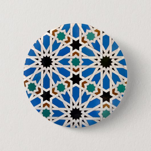 Blaue marokkanische Mosaikschaltfläche Button (Vorderseite)
