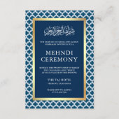 Blaue marokkanische Quatrefolienfeier für islamisc Begleitkarte (Vorderseite)