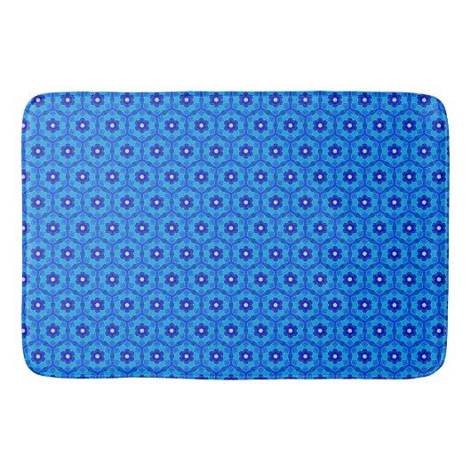 Blaue marokkanische Rose Tile Bath Mat Badematte (Vorderseite)