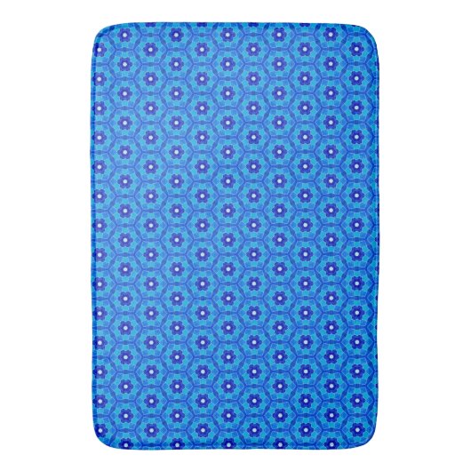 Blaue marokkanische Rose Tile Bath Mat Badematte (Vorderseite Vertikal)