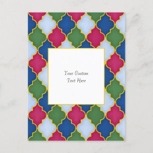 Blaue marokkanische Tile Elegante Custom Postkarte