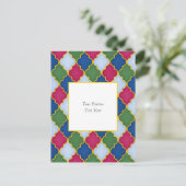 Blaue marokkanische Tile Elegante Custom Postkarte (Stehend Vorderseite)