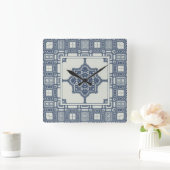 Blaue marokkanische Tile   Quadratische Wanduhr (Zuhause)