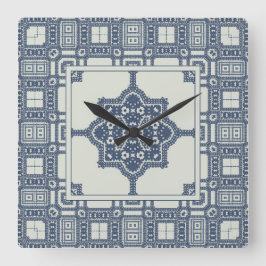 Blaue marokkanische Tile   Quadratische Wanduhr