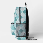 Blaue marokkanische Trellis, Latticework, Quatrefo Bedruckter Rucksack (Rechts)