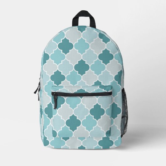 Blaue marokkanische Trellis, Latticework, Quatrefo Bedruckter Rucksack (Vorderseite)