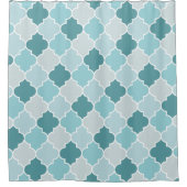 Blaue marokkanische Trellis, Latticework, Quatrefo Duschvorhang (Vorderseite)