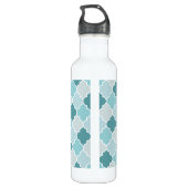 Blaue marokkanische Trellis, Latticework, Quatrefo Edelstahlflasche (Rückseite)