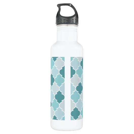 Blaue marokkanische Trellis, Latticework, Quatrefo Edelstahlflasche (Rückseite)