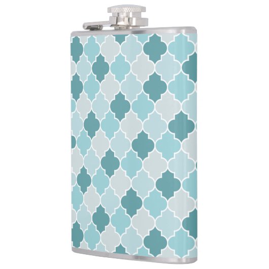 Blaue marokkanische Trellis, Latticework, Quatrefo Flachmann (Links)