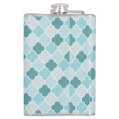 Blaue marokkanische Trellis, Latticework, Quatrefo Flachmann (Rückseite)