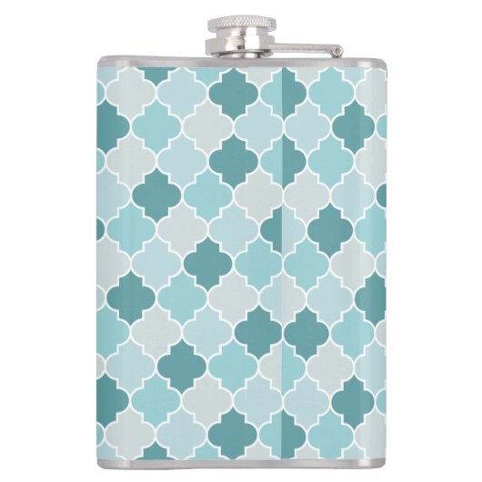 Blaue marokkanische Trellis, Latticework, Quatrefo Flachmann (Rückseite)