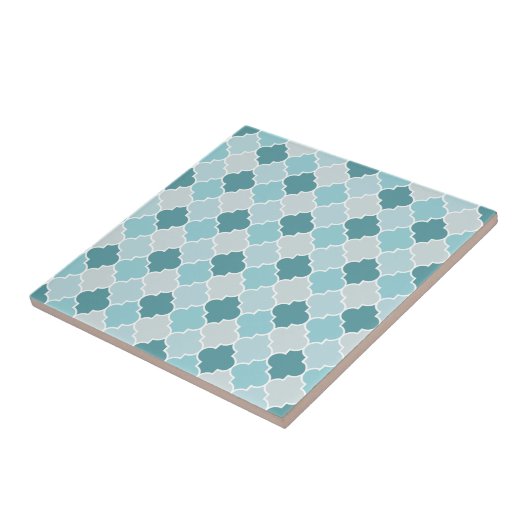 Blaue marokkanische Trellis, Latticework, Quatrefo Fliese (Seite)