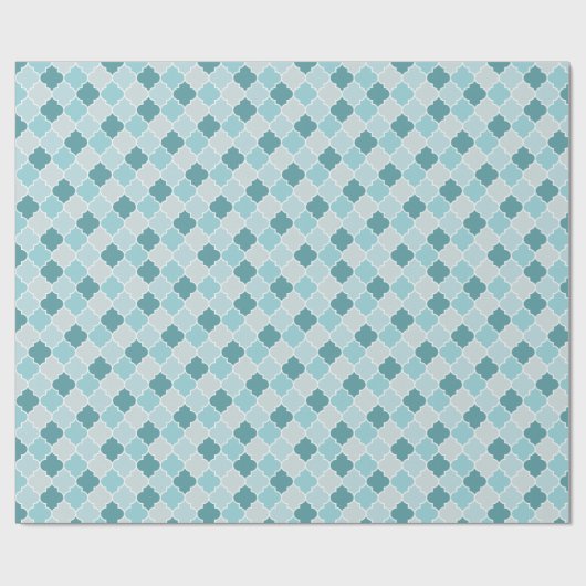 Blaue marokkanische Trellis, Latticework, Quatrefo Geschenkpapier (Flach)