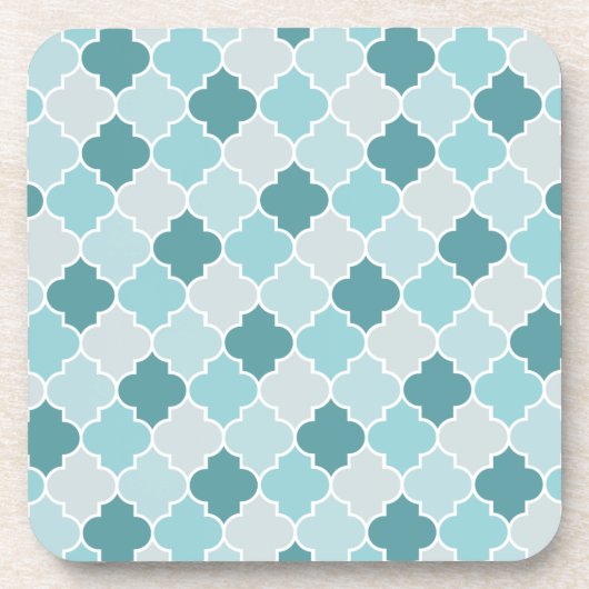 Blaue marokkanische Trellis, Latticework, Quatrefo Getränkeuntersetzer (Vorderseite)
