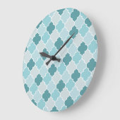 Blaue marokkanische Trellis, Latticework, Quatrefo Große Wanduhr (Winkel)