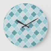 Blaue marokkanische Trellis, Latticework, Quatrefo Große Wanduhr (Vorderseite)