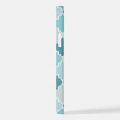 Blaue marokkanische Trellis, Latticework, Quatrefo iPhone Hülle (Rechte Seite)