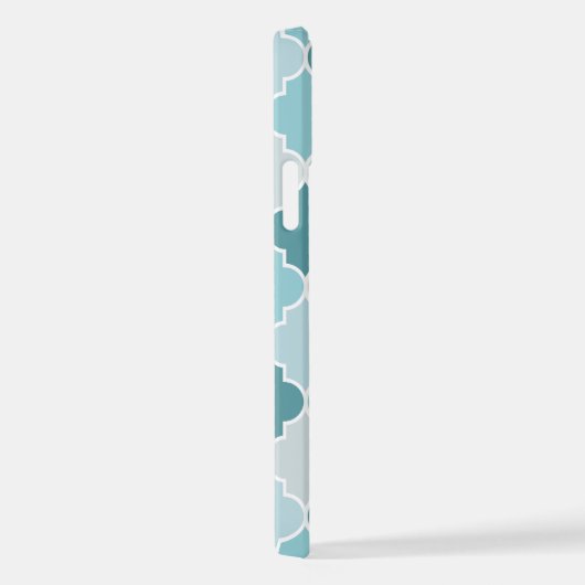 Blaue marokkanische Trellis, Latticework, Quatrefo iPhone Hülle (Rechte Seite)