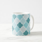 Blaue marokkanische Trellis, Latticework, Quatrefo Kaffeetasse (VorderseiteRechts)