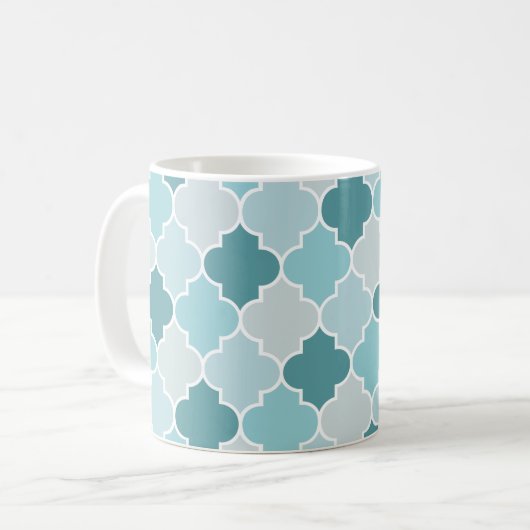 Blaue marokkanische Trellis, Latticework, Quatrefo Kaffeetasse (Vorderseite Links)