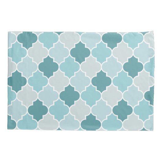 Blaue marokkanische Trellis, Latticework, Quatrefo Kissenbezug (Rückseite)