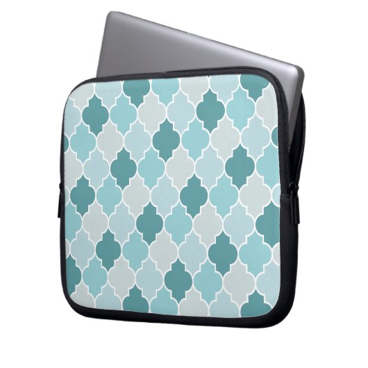 Blaue marokkanische Trellis, Latticework, Quatrefo Laptopschutzhülle (Vorderseite Links)