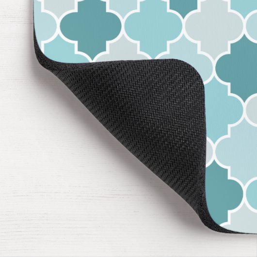 Blaue marokkanische Trellis, Latticework, Quatrefo Mousepad (Ecke)