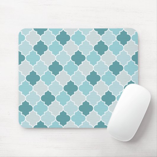 Blaue marokkanische Trellis, Latticework, Quatrefo Mousepad (Mit Mouse)