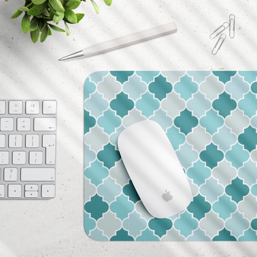 Blaue marokkanische Trellis, Latticework, Quatrefo Mousepad