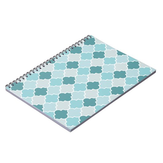 Blaue marokkanische Trellis, Latticework, Quatrefo Notizblock (Linke Seite)