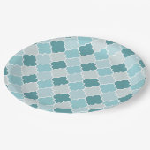 Blaue marokkanische Trellis, Latticework, Quatrefo Pappteller (Schrägansicht)