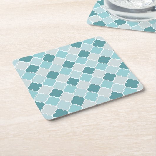 Blaue marokkanische Trellis, Latticework, Quatrefo Rechteckiger Pappuntersetzer (angewinkelt)