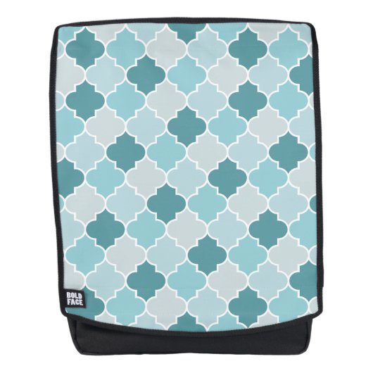 Blaue marokkanische Trellis, Latticework, Quatrefo Rucksack (Vorderseite)