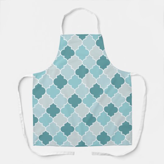 Blaue marokkanische Trellis, Latticework, Quatrefo Schürze (Vorderseite)