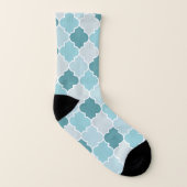Blaue marokkanische Trellis, Latticework, Quatrefo Socken (Rechts - Außen)