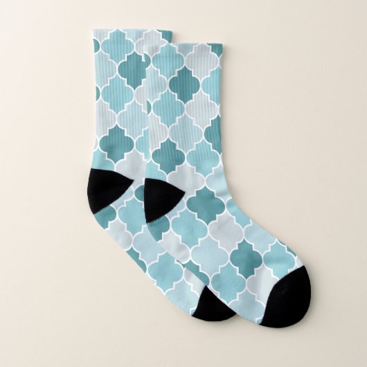 Blaue marokkanische Trellis, Latticework, Quatrefo Socken (Paar)