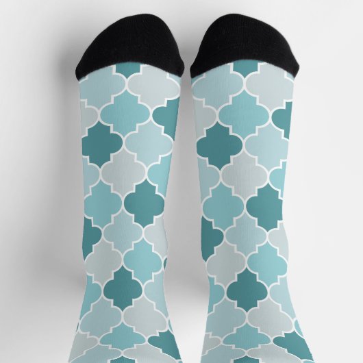 Blaue marokkanische Trellis, Latticework, Quatrefo Socken (Oben)