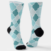 Blaue marokkanische Trellis, Latticework, Quatrefo Socken (Gewinkelt)