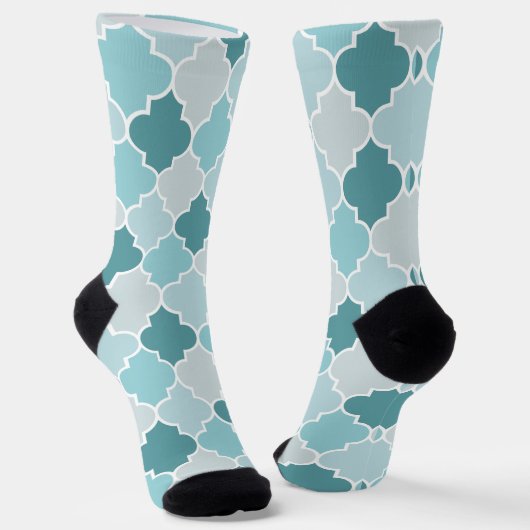 Blaue marokkanische Trellis, Latticework, Quatrefo Socken (Gewinkelt)