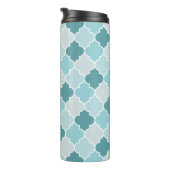 Blaue marokkanische Trellis, Latticework, Quatrefo Thermosbecher (Nach rechts gedreht)