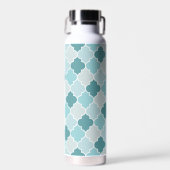 Blaue marokkanische Trellis, Latticework, Quatrefo Trinkflasche (Vorne)