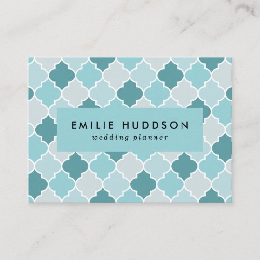Blaue marokkanische Trellis, Latticework, Quatrefo Visitenkarte (Vorderseite)