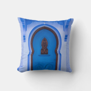 Blaue marokkanische Tür Kissen