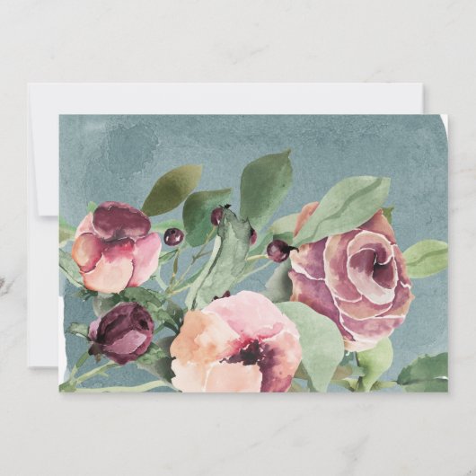 Blaue Marsala-Blütenkommune Einladung (Rückseite)