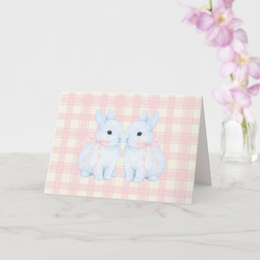 Blaue Marshmallow-Bunny-Hasen Ostern Karte (Orchidee)